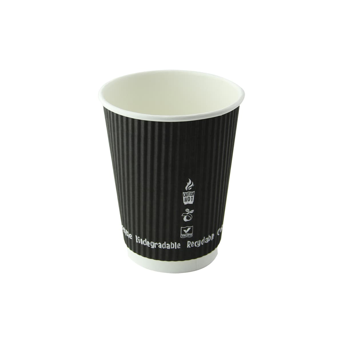 Cup Ripple 12 OZ Paper PLA Black Freezer Safe 25 Count/Pack 20 Packs/Case 500 Count/Case