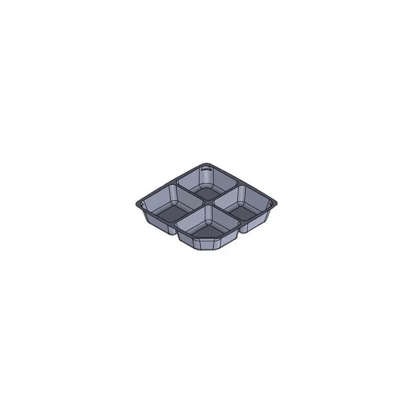 Take-Out Container Insert 2.46-2.67-2.8 OZ 5.22X5.22X1.01 IN 4 Compartment PET Clear Square 1035/Case