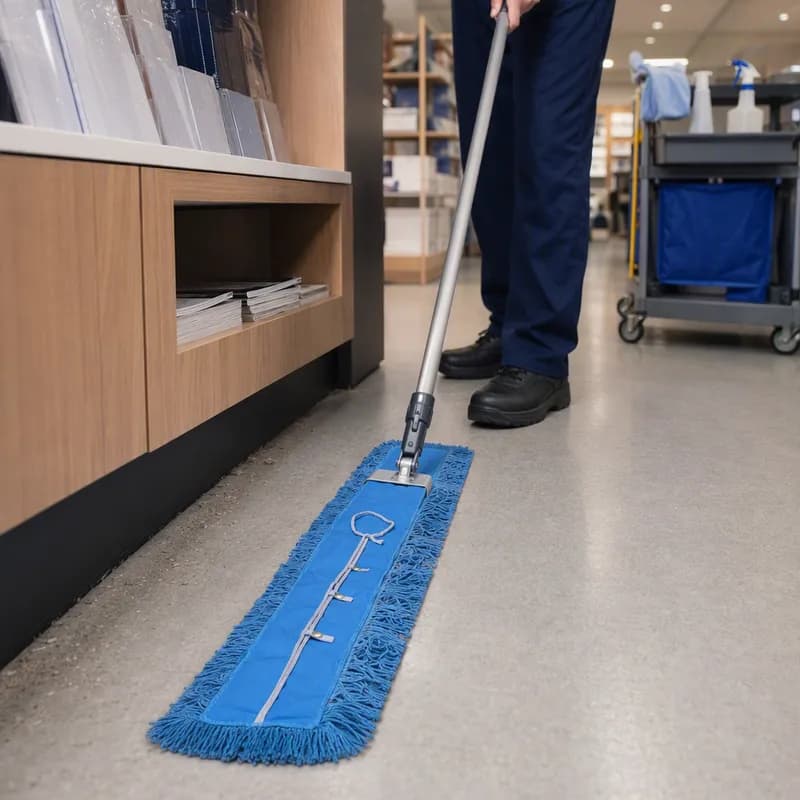 Dust Mop Head 5IN X60FT Blue Microfiber Static Charged 1/Each