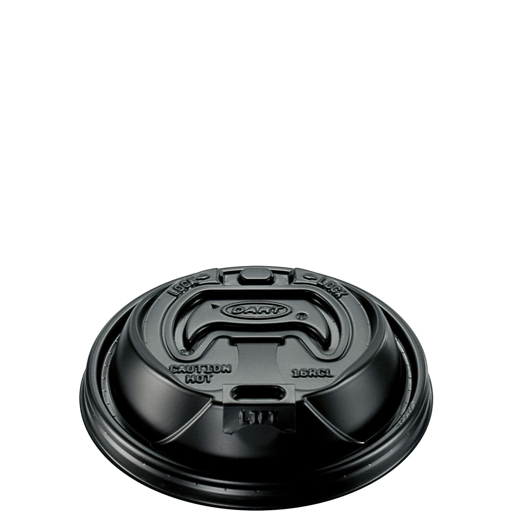 Dart® Optima® Lid Dome 3.85X0.98 IN HIPS Black For 12-24 OZ Hot Cup Reclosable Tab 100 Count/Pack 10 Packs/Case