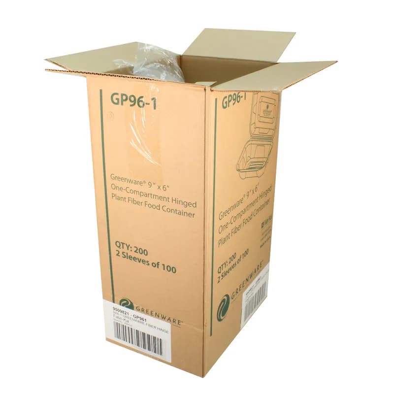 Greenware® Take-Out Container Hinged With Dome Lid 6.5X9.1X3.1 IN Molded Fiber Natural Rectangle 200/Case