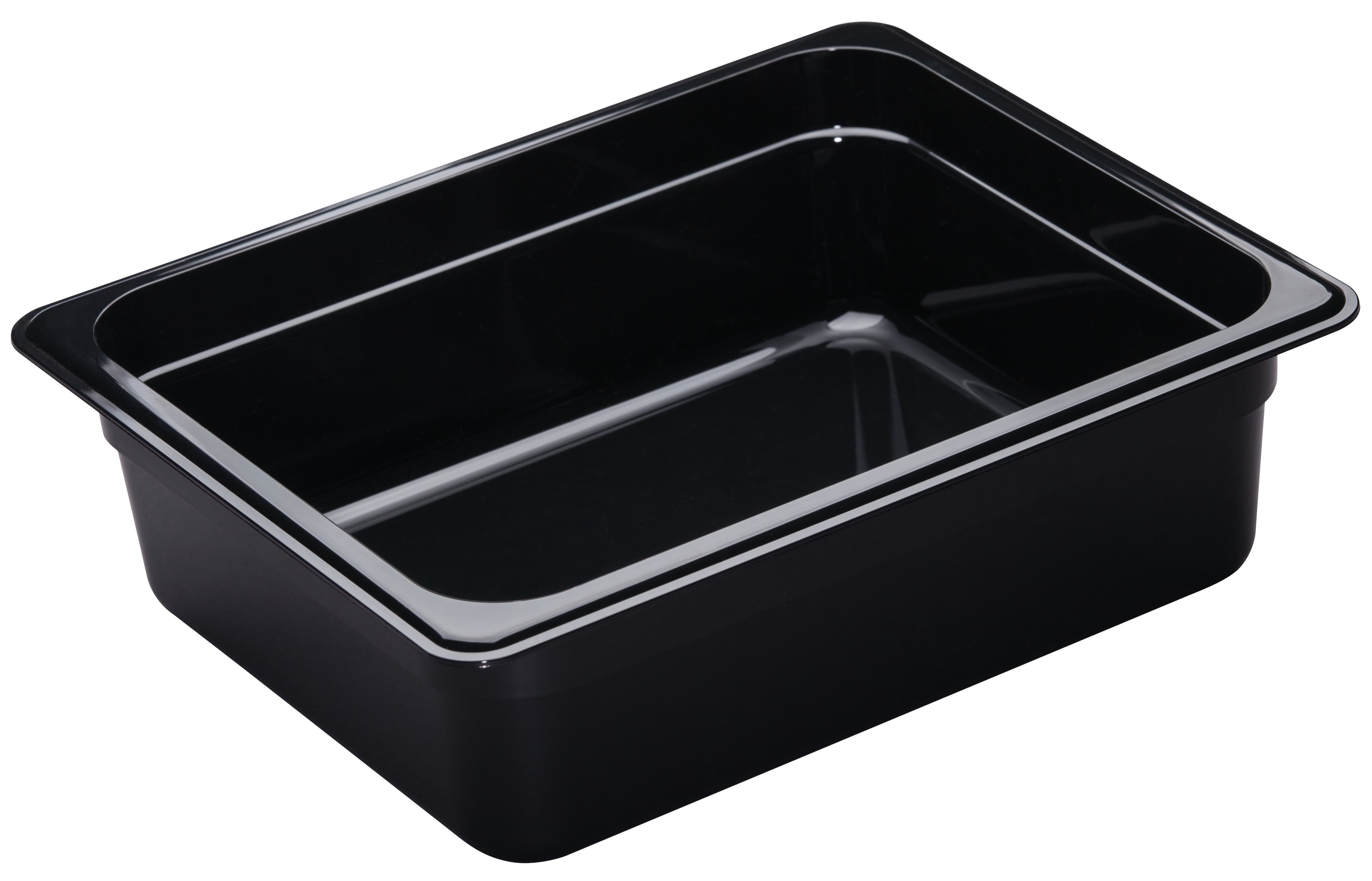 Camwear® Food Pan 1/2 Size 12.75X10.44X4 IN 6.3-5.9 QT Black Plastic Long 1/Each