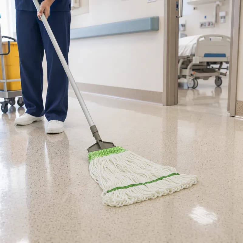 Healthi-Pro® Wet Mop Head Medium (MED) White 4PLY Loop End Anti-Microbial Premium 5IN Headband Shrinkless 1/Each