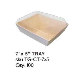Take-Out Container Base & Lid Combo With Dome Lid 7X5 IN RPET Wood Wood Clear Rectangle 100/Case