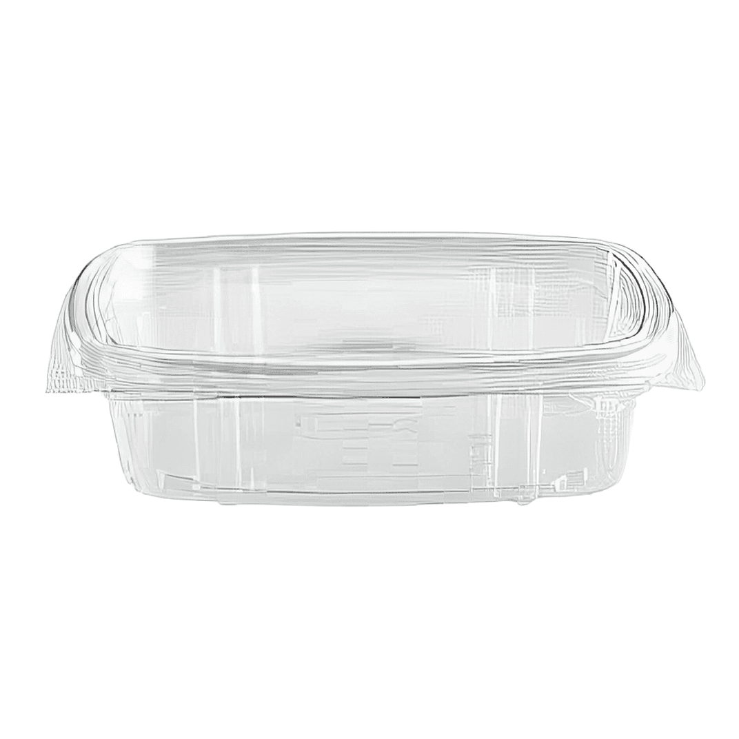 resq® SelloPlus® Deli Container Hinged With Flat Lid 8 OZ PET Clear Rectangle 200/Case