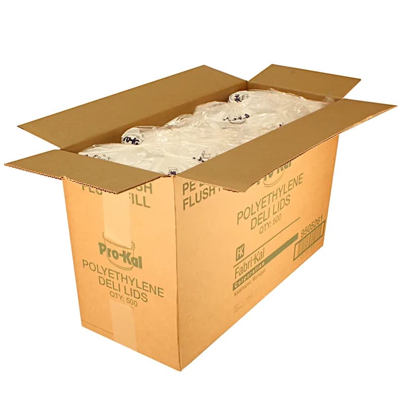 Lid Flat 4.6X0.3 IN 1 Compartment PE Translucent Round For 8-12-16-24-32 OZ Deli Container Unhinged 500/Case
