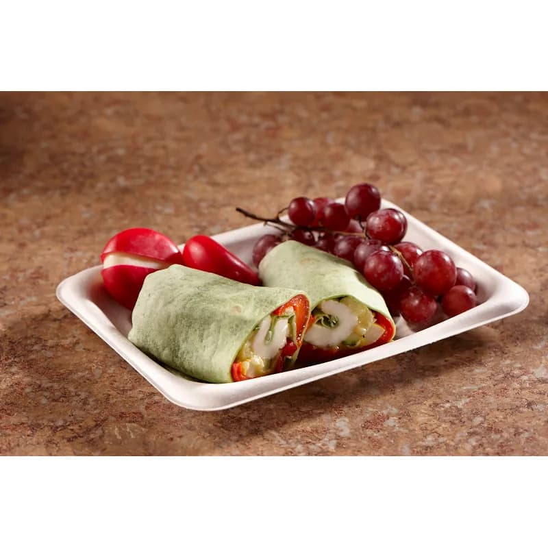 Snack Take-Out Container Base 7.8X5.7X0.78 IN Pulp Fiber Kraft Rectangle 300/Case