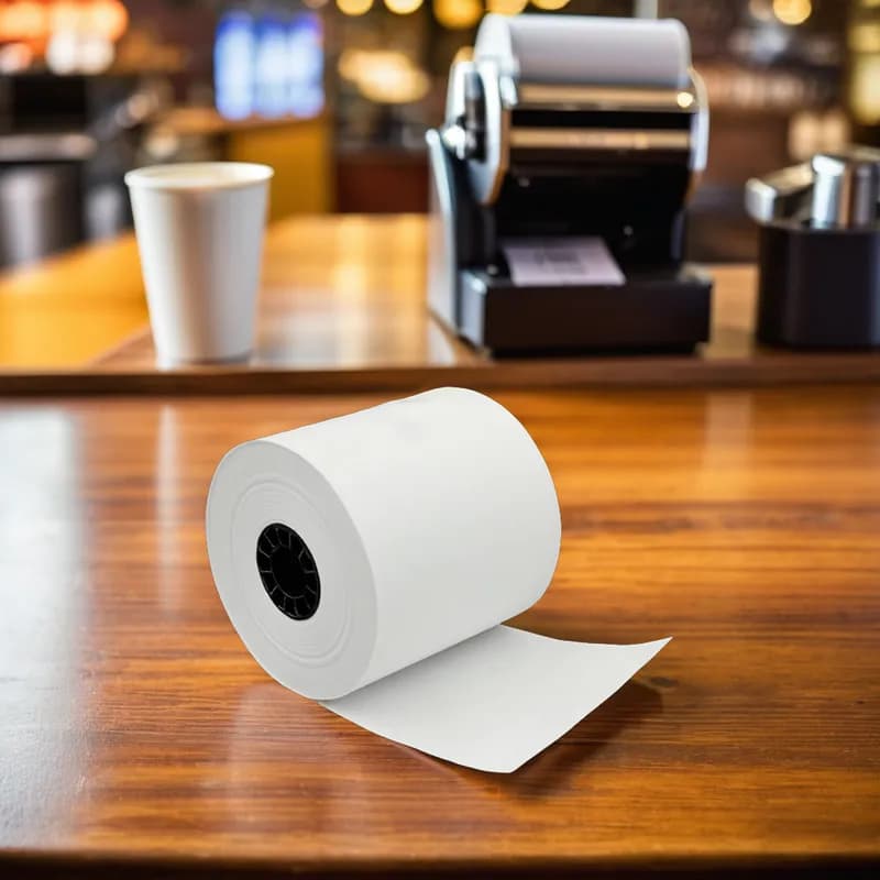 Cash Register Receipt Roll 3.125IN X273FT White Thermal Paper 7/16IN 50 Rolls/Case