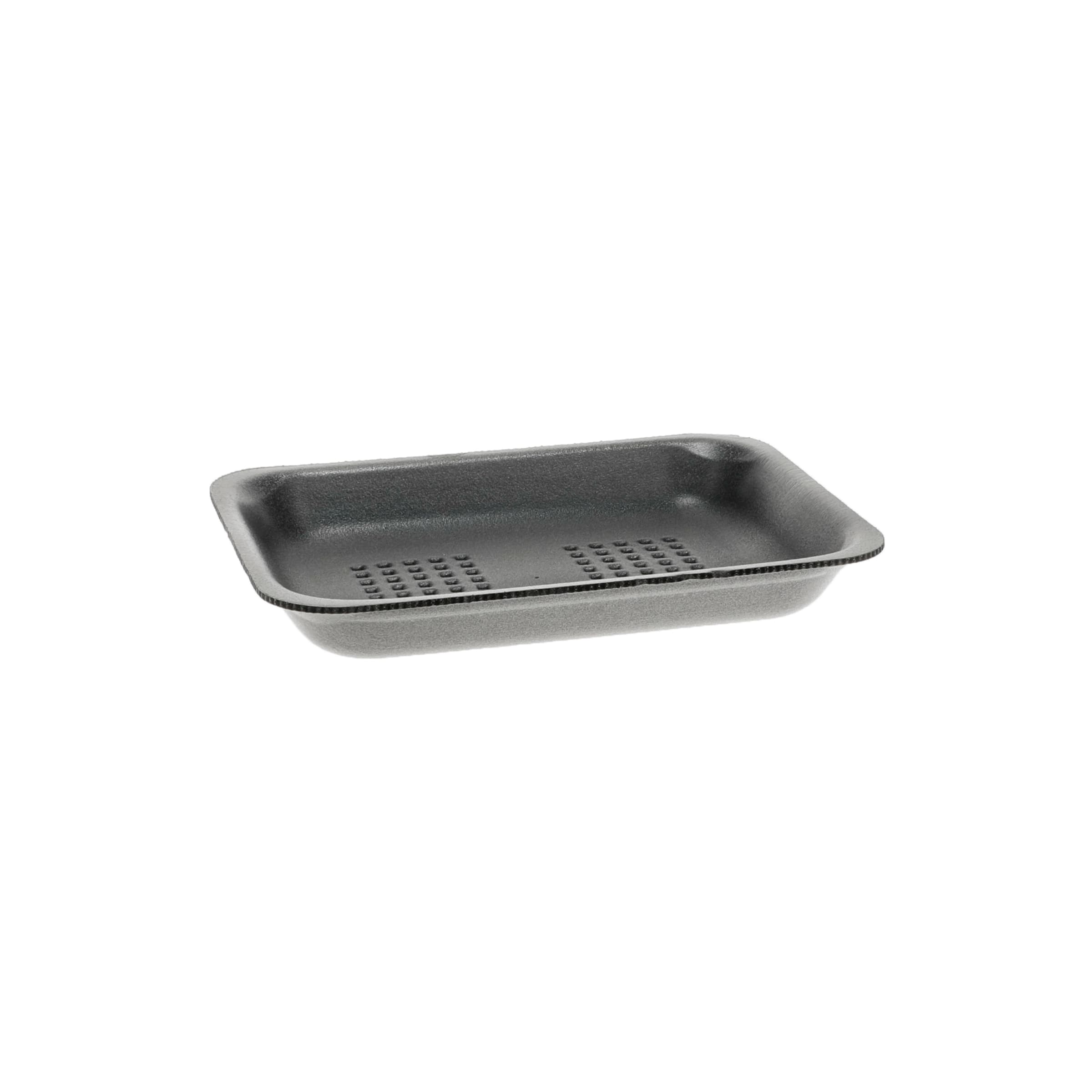 2PZ Meat Tray 8X5.75X1.2 IN Polystyrene Foam Black Rectangle 400/Case