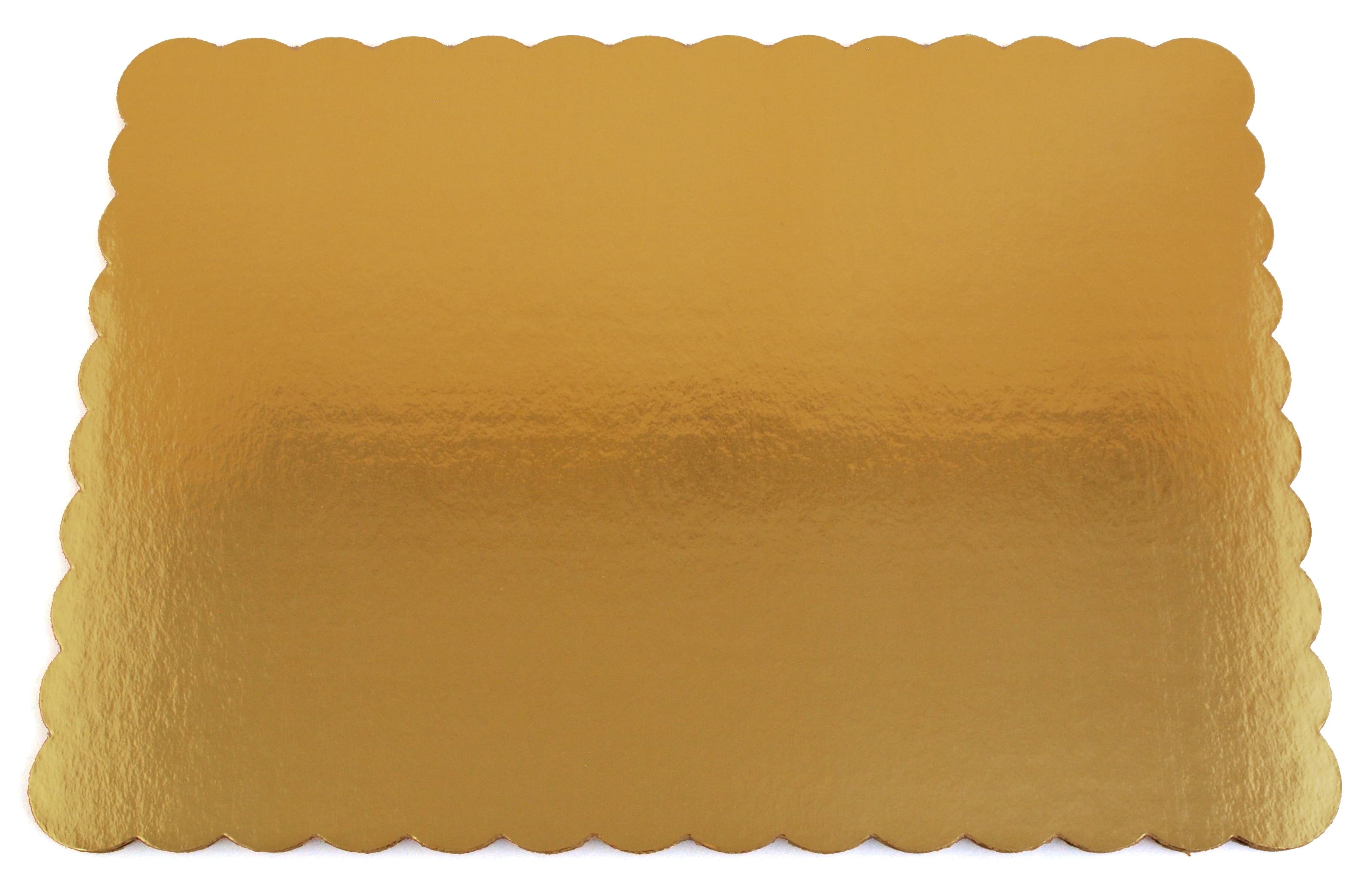 Cake Board 14X10 IN Corrugated Paperboard Gold Scalloped 50/Case