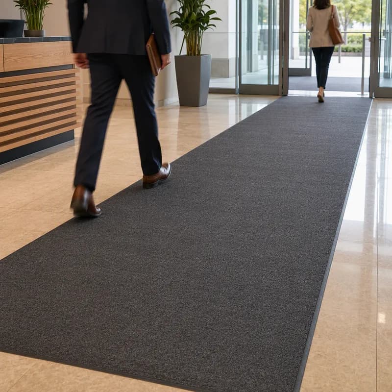 High Traffic Indoor Floor Mat 1200X36 IN Gray PP With Adhesive Backing Low Profile Edging Medium Weight 1/Box