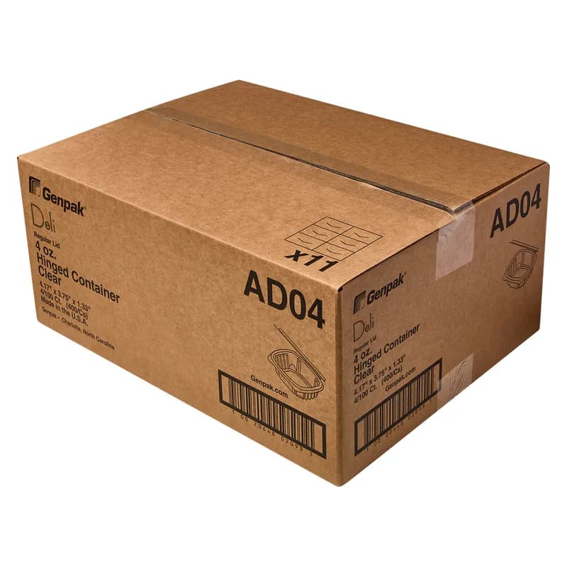 Deli Container Hinged 4 OZ PET 400/Case