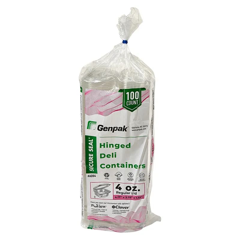 Deli Container Hinged 4 OZ PET 400/Case