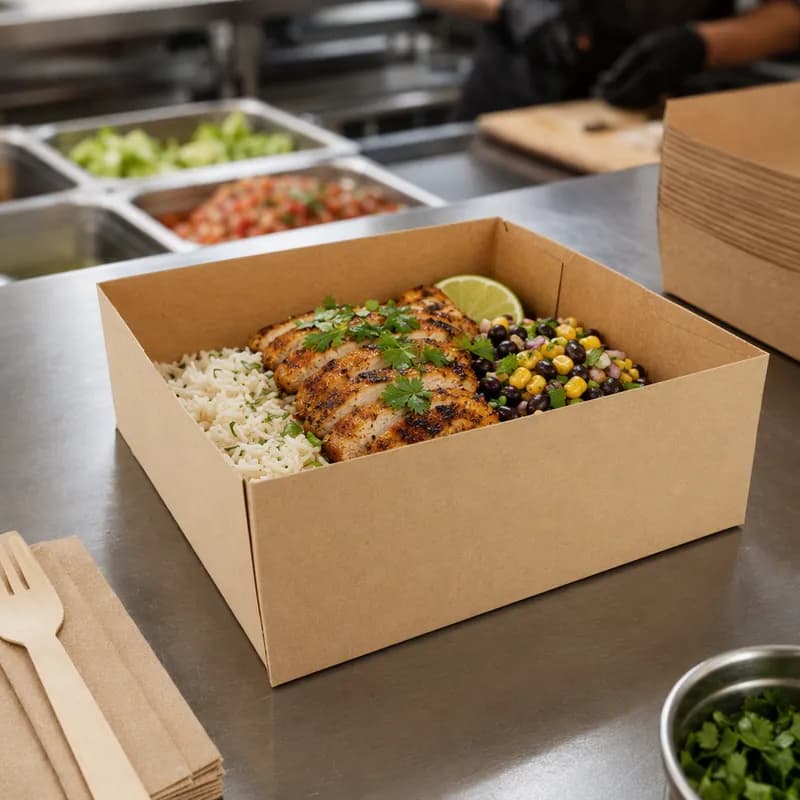 Take-Out Box Base 10.5X10.5X3.6875 IN Kraft Paperboard Kraft Square 200/Case