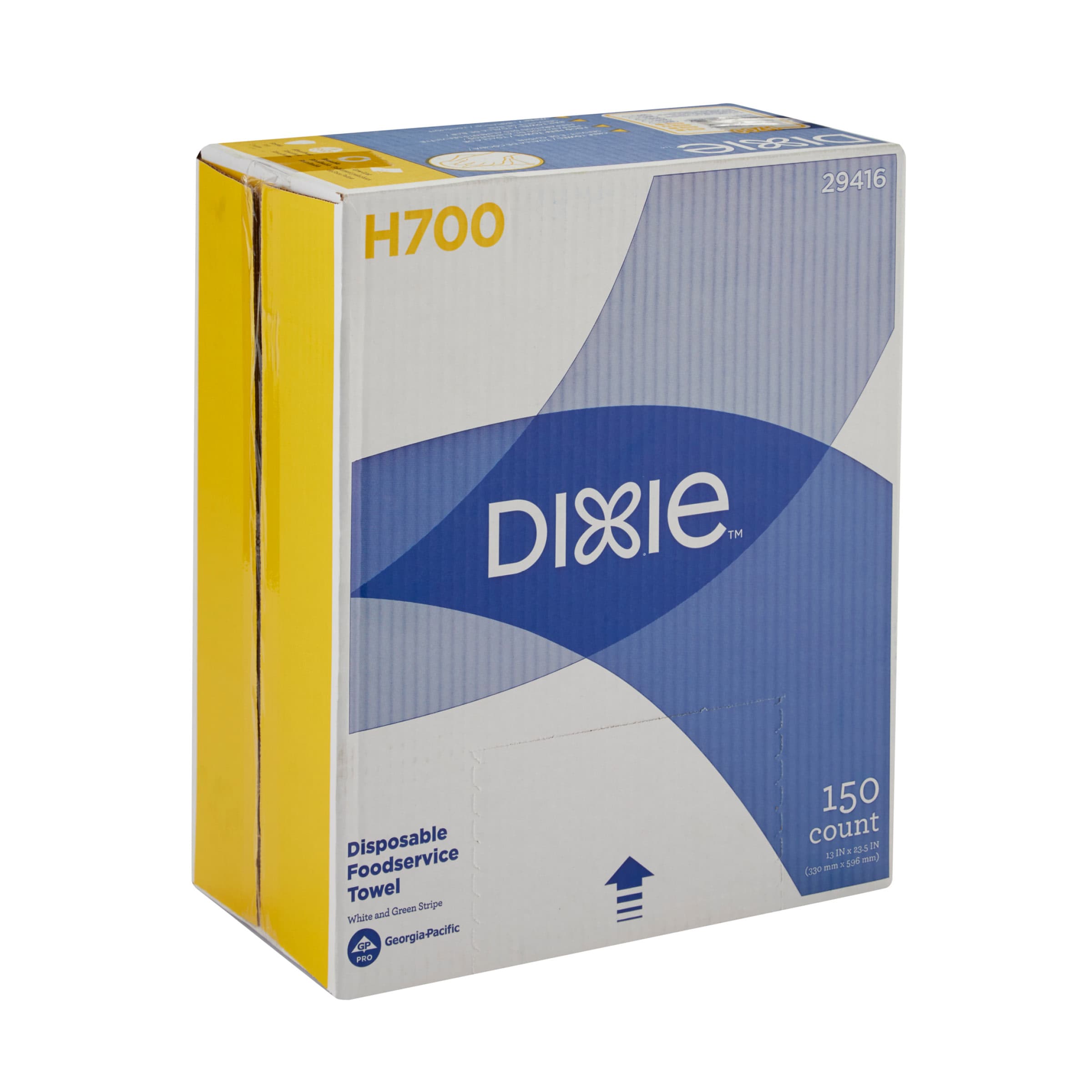 Dixie® H700 Food Service Cleaning Towel 23.5X13 IN 1 PLY HEF White Green Stripe 150/Case