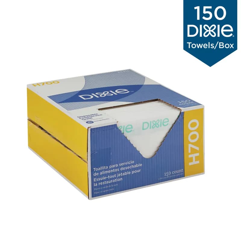 Dixie® H700 Food Service Cleaning Towel 23.5X13 IN 1 PLY HEF White Green Stripe 150/Case