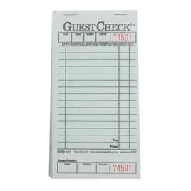 Guest Check 3.5X6.75 IN Cardboard Green 1-Part Medium Single Copy Paper 50 Sheets/Pack 50 Packs/Case 2500 Count/Case