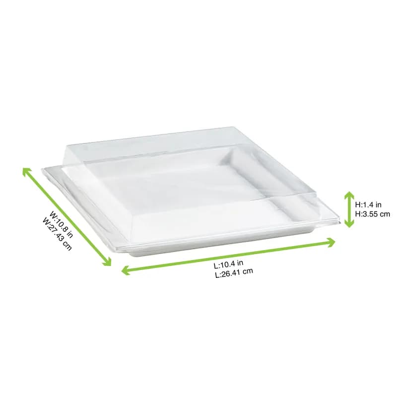 Lid Dome 10.4X10.8X1.4 IN PET Clear Rectangle For Container Freezer Safe 100 Count/Pack 2 Packs/Case 200 Count/Case