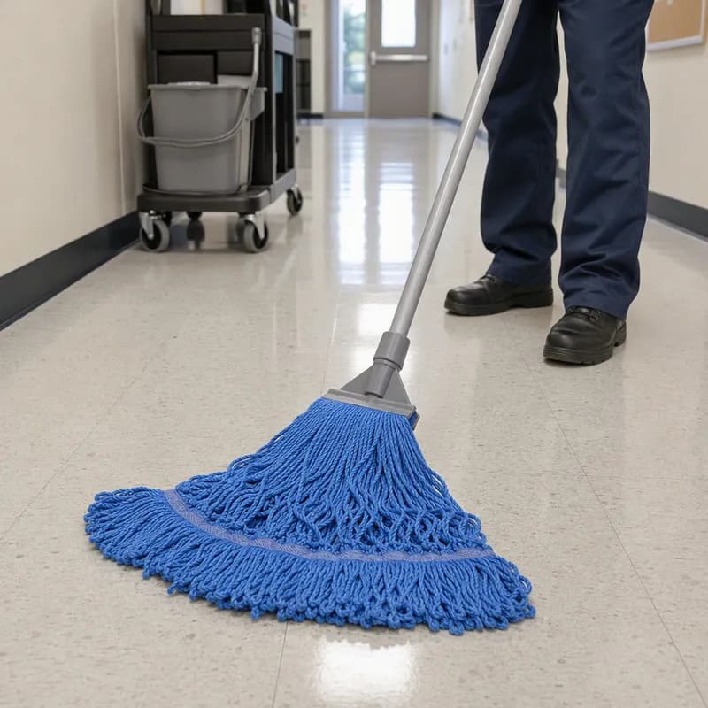 Cleaning Mop Head Medium (MED) Blue Microfiber Polyester 2PLY Loop End 1/Each