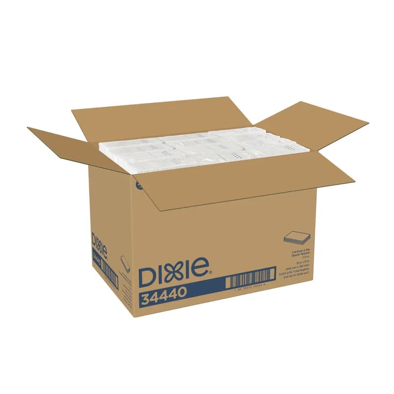 Dixie® Dinner Napkins 15X16 IN White Paper 2PLY 1/8 Fold 3024/Case