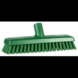 Vikan® Deck Brush 10.6X3X3.9 IN Medium (MED) PP Polyester Stainless Steel Green Waterfed Medium Threaded 1/Each
