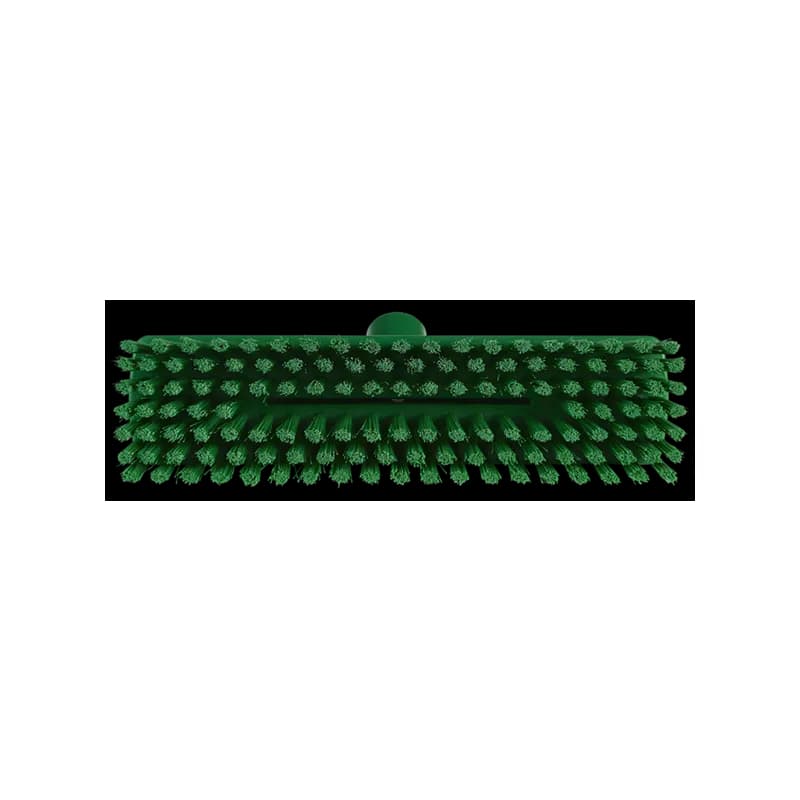 Vikan® Deck Brush 10.6X3X3.9 IN Medium (MED) PP Polyester Stainless Steel Green Waterfed Medium Threaded 1/Each