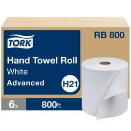 Tork Roll Paper Towel H21 7.875IN X800FT 1PLY White Hard Roll Embossed Advanced Refill 6 Rolls/Case
