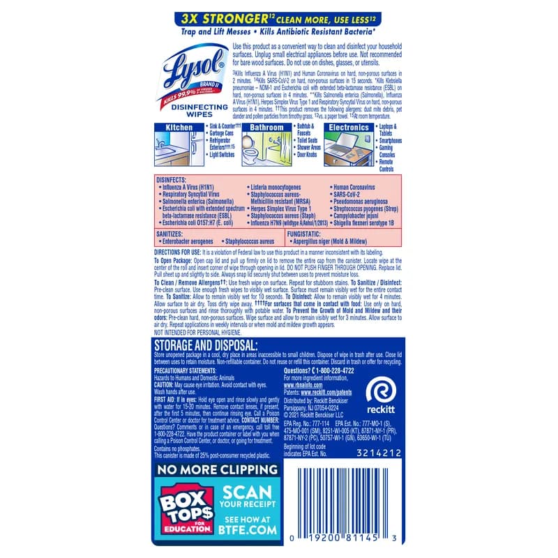 Lysol® Citrus Scent One-Step Disinfectant Multi Surface Wipe 35 Count/Pack 12 Packs/Case 420 Count/Case