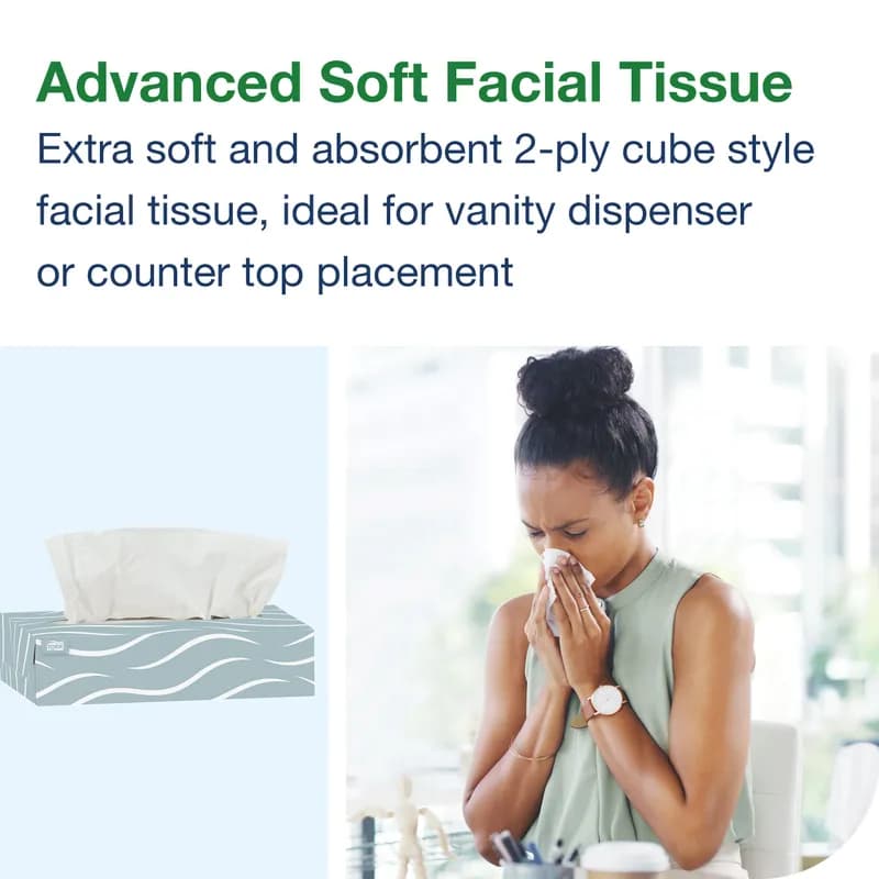 Facial Tissue F1 8.2X7.875 IN 4.1X7.875 IN 2PLY White Single Fold Flat Box Refill 100 Sheets/Pack 30 Packs/Case