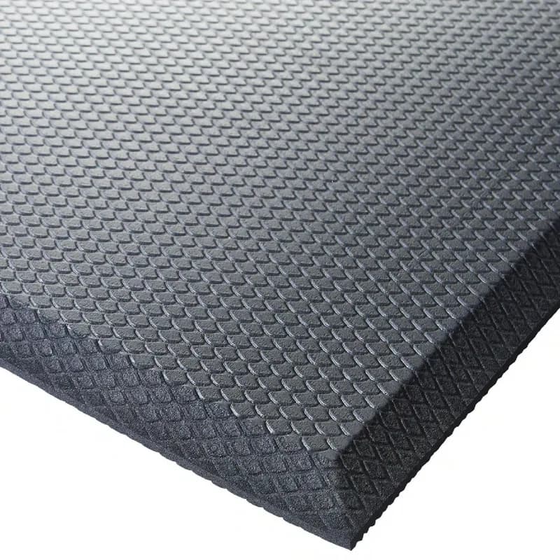 Anti-Fatigue Floor Mat 36X24 IN Black Closed-Cell Foam Vinyl Foam Backing Beveled Edge Waterproof Grease Resistant 1/Ea