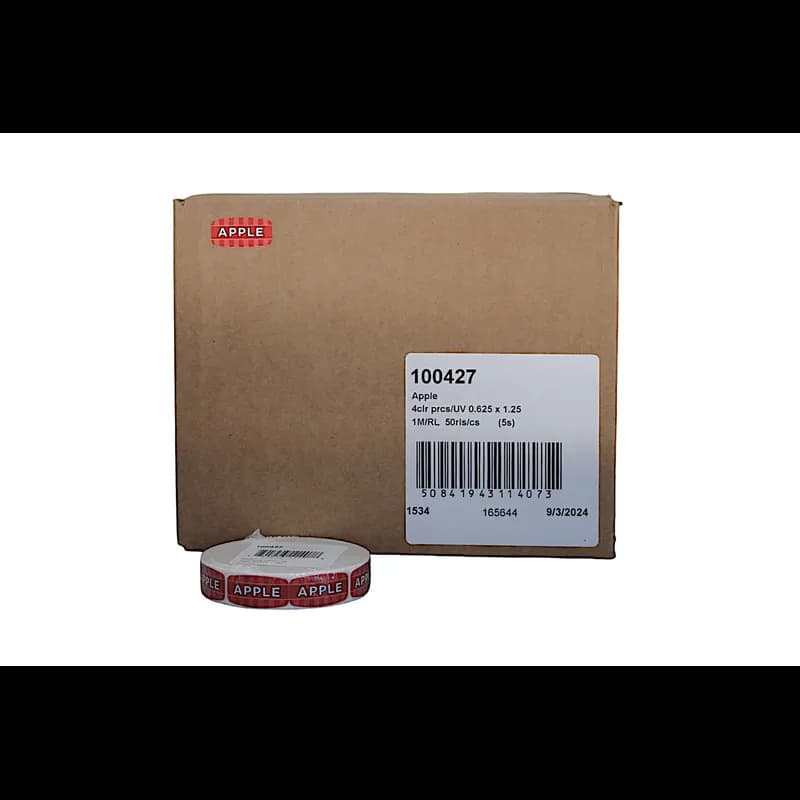 Apple Bakery Flavor Label 0.625X1.25 IN Red Oval 4 Color Process UV 1000 Count/Roll 50 Rolls/Case 50000 Count/Case