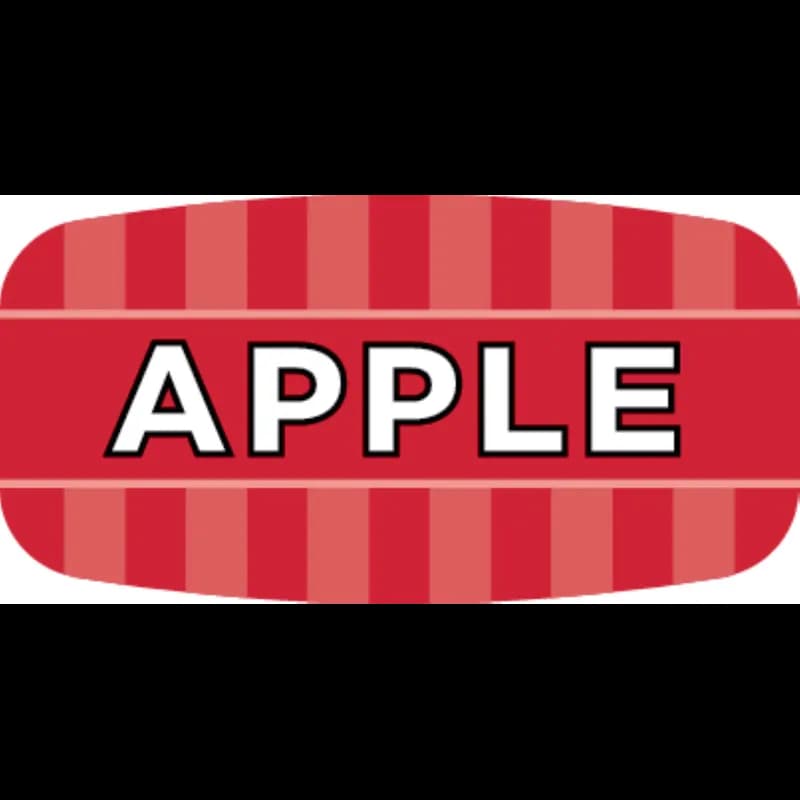Apple Bakery Flavor Label 0.625X1.25 IN Red Oval 4 Color Process UV 1000 Count/Roll 50 Rolls/Case 50000 Count/Case