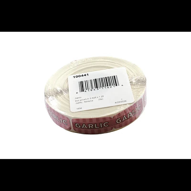 Garlic Bakery Flavor Label 0.625X1.25 IN 4 Color Process UV 1000 Count/Roll 50 Rolls/Case 50000 Count/Case