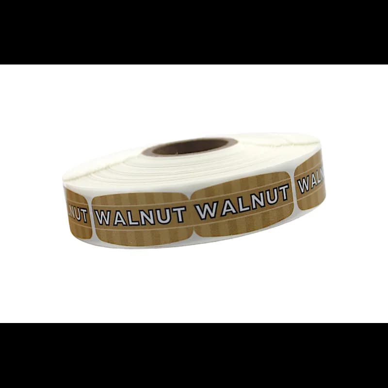 Walnut Bakery Flavor Label 0.625X1.25 IN Brown Oval 4 Color Process UV 1000 Count/Roll 50 Rolls/Case 50000 Count/Case