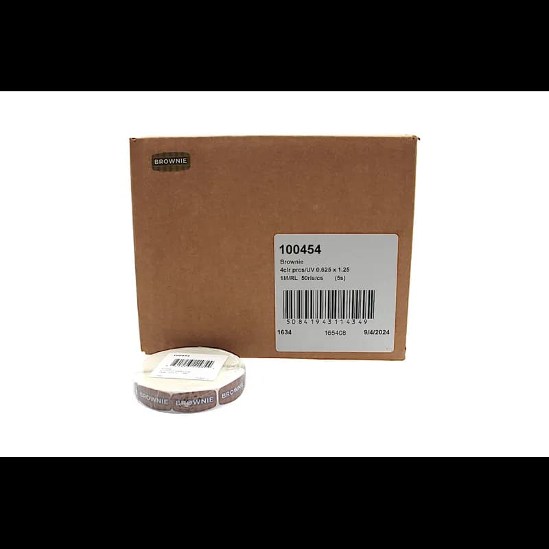 Brownie Bakery Flavor Label 0.625X1.25 IN Brown Oval 4 Color Process UV 1000 Count/Roll 50 Rolls/Case 50000 Count/Case