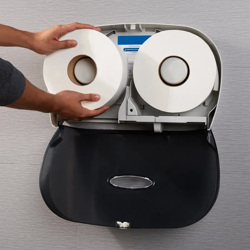 Pacific Blue Basic Toilet Paper & Tissue Roll 3.5IN X1000FT 2PLY White Jumbo (JRT) High Capacity 1000 Sheets/Roll 8 Rolls/Case