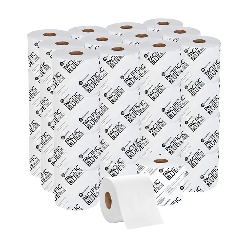 Pacific Blue Basic Toilet Paper & Tissue Roll 4X3.8 IN 1PLY White Standard 1500 Sheets/Roll 48 Rolls/Case