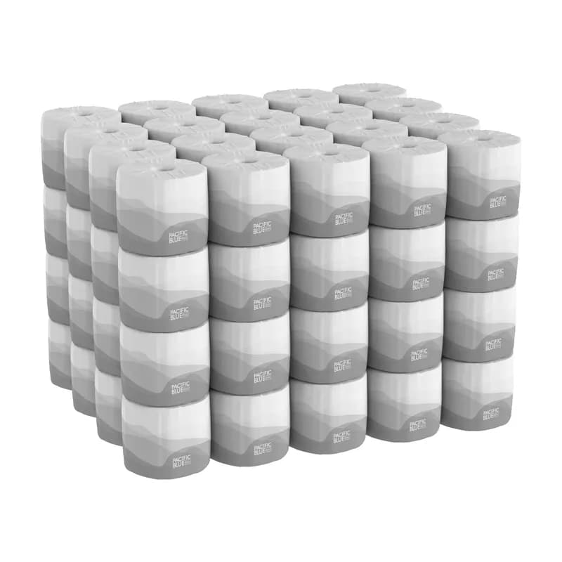Pacific Blue Basic Toilet Paper & Tissue Roll 4.05X3.8 IN 1PLY White Standard 1210 Sheets/Roll 80 Rolls/Case