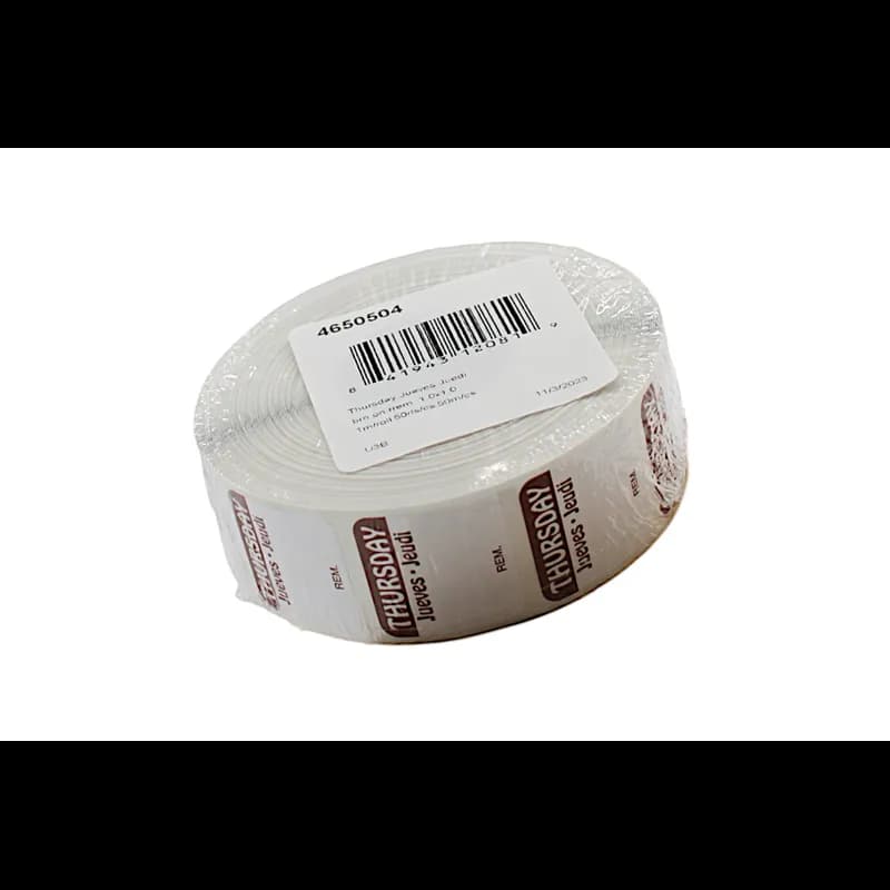 Thursday DOW Food Safety Label 1X1 IN Brown Square Trilingual Regular Removable 1000 Count/Roll 50 Rolls/Case