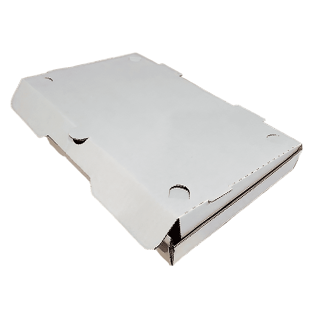 Flat Bread Take-Out Box Tuck-Top 13X8X1.5 IN Paper Kraft White Rectangle Fluted 50/Case