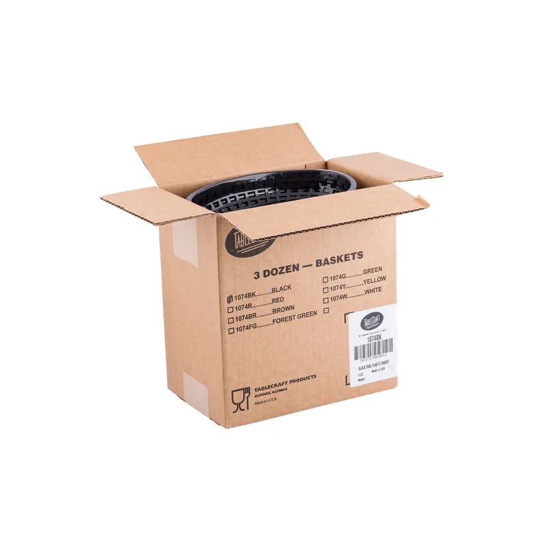 Basket 9.375X6.25X1.875 IN HDPE Black Oval Heat Resistant Up To 150° Dishwasher Safe Microwave Safe 36/Case