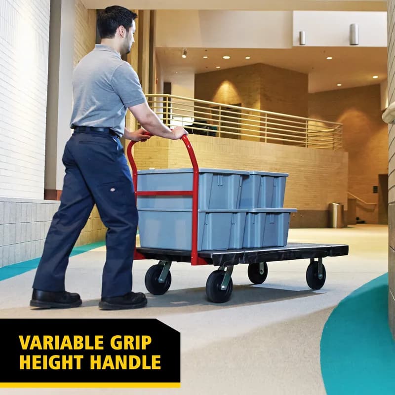 Platform Truck 24.75X50.13X41 IN 2000 LB Black Red Resin With 8IN TPR Casters Heavy Duty 1/Each