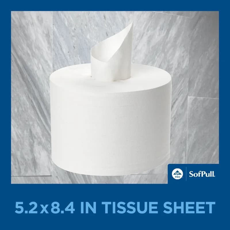 Sofpull® Toilet Paper & Tissue Roll 8.4X5.25 IN 2PLY White Centerpull High Capacity 1000 Sheets/Roll 6 Rolls/Case