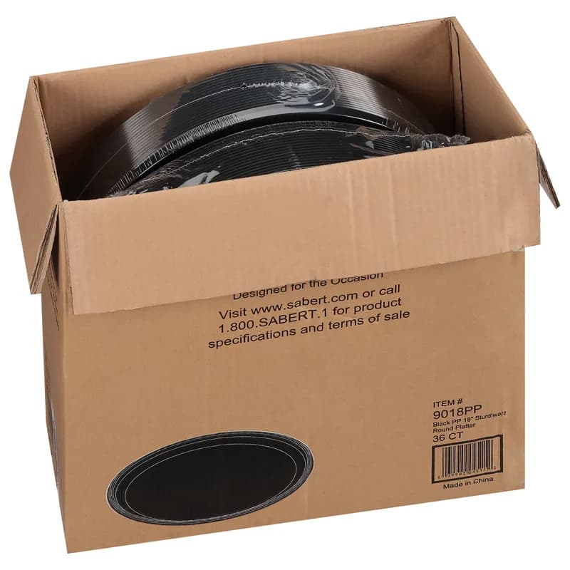 SturdiWare® Serving Tray Base 18X0.63 IN PP Black Round 36/Case