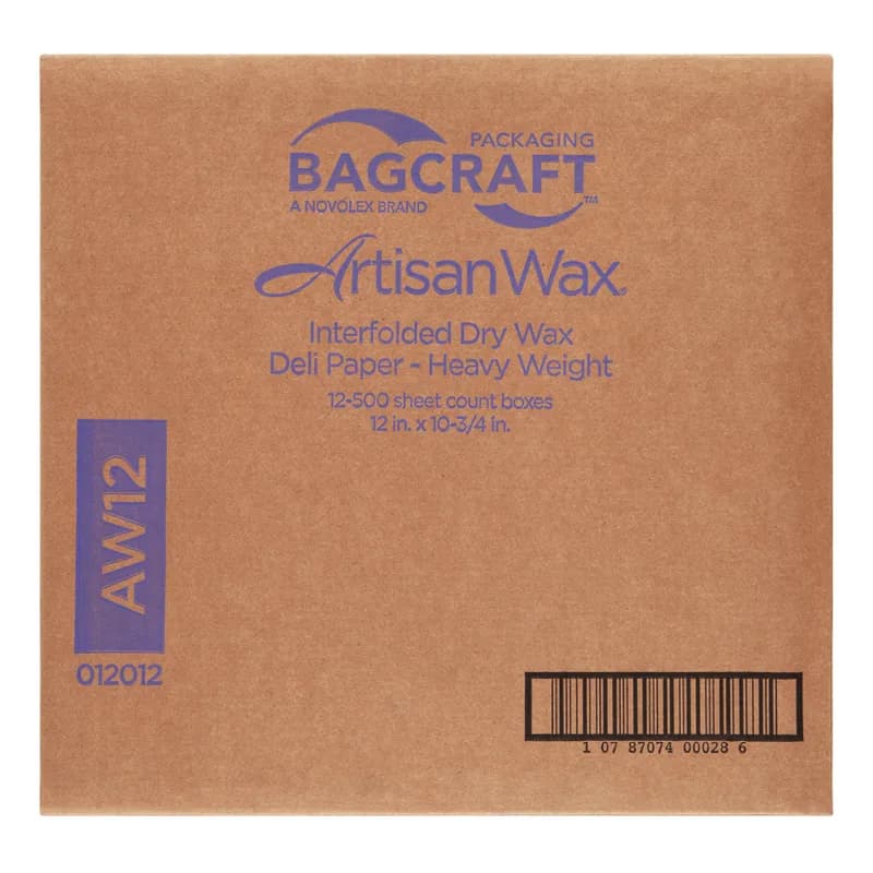 Bagcraft® ArtisanWax AW12 Deli Sheets 12X10.75 IN Dry Wax Paper Heavyweight White 500 Sheets/Pack 12 Packs/Case