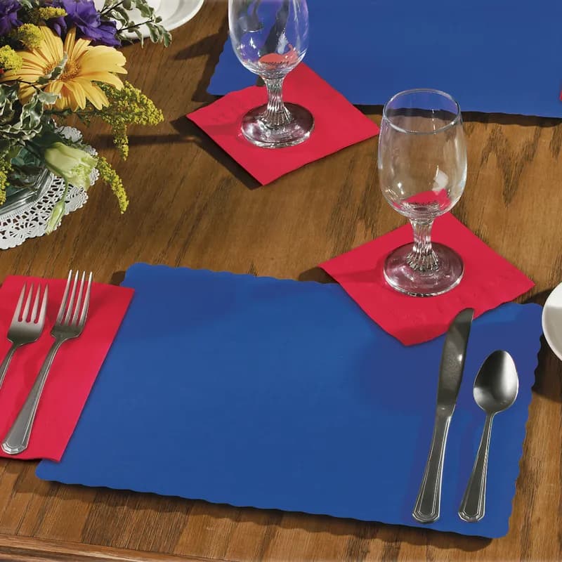 Placemat 14X10 IN Navy Paper Scalloped 1000/Case