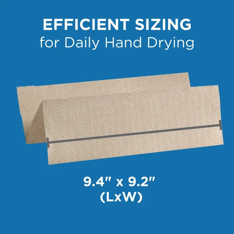 Pacific Blue Basic Folded Paper Towel 9.4X9.2 IN 1PLY Kraft 1/2 Fold 250 Sheets/Pack 16 Packs/Case 4000 Sheets/Case