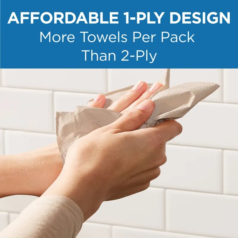 Pacific Blue Basic Folded Paper Towel 9.4X9.2 IN 1PLY Kraft 1/2 Fold 250 Sheets/Pack 16 Packs/Case 4000 Sheets/Case