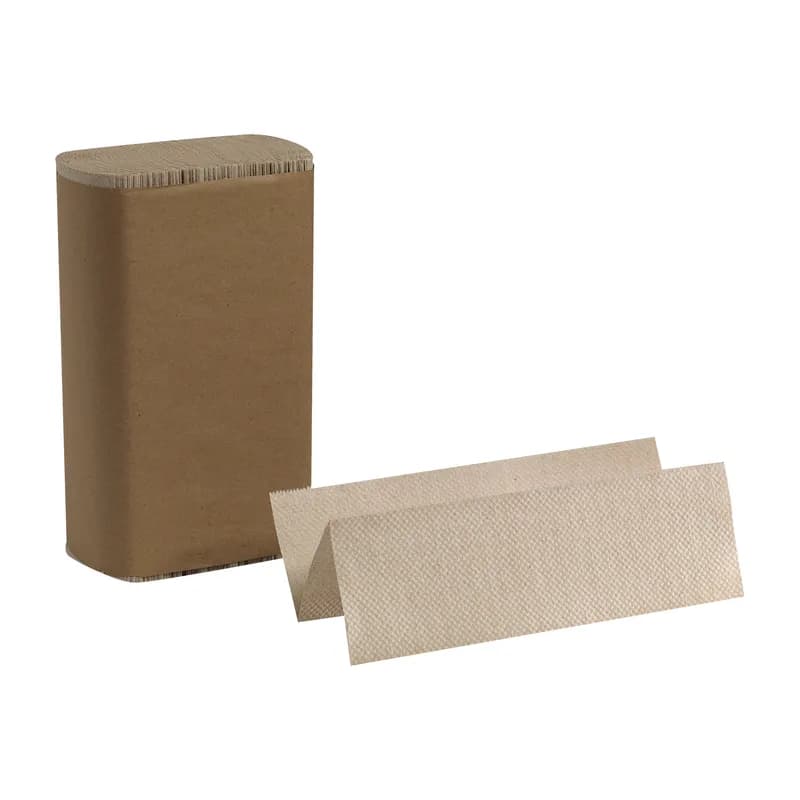 Pacific Blue Basic Folded Paper Towel 9.4X9.2 IN 1PLY Kraft 1/2 Fold 250 Sheets/Pack 16 Packs/Case 4000 Sheets/Case