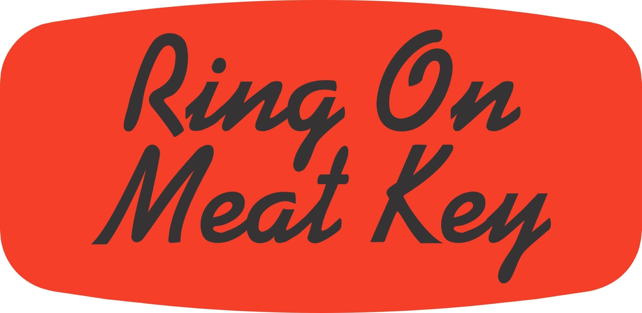 Ring On Meat Key Label 0.625X1.25 IN Black Fluorescent Red Short Oval 1000 Count/Roll 50 Rolls/Case 50000 Count/Case